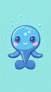 可爱蓝色卡通小章鱼形象