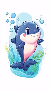 可爱小鲸鱼的海底欢乐时刻
