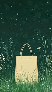 草地上的简约手提袋