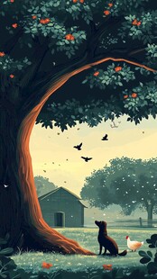 树下萌宠的田园静谧时光