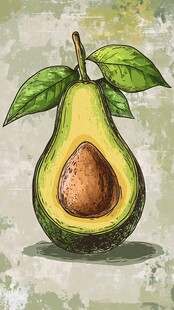 手绘牛油果插画