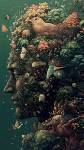 自然与生命融合的奇幻头像