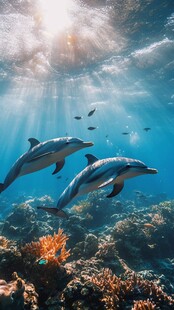 海底双海豚与绚丽珊瑚景观