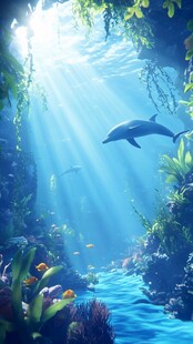 梦幻海底世界的海豚嬉戏