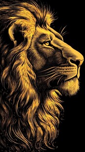 金色雄狮威严侧影