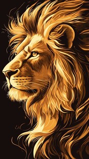 金色雄狮头像插画
