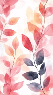 水彩风渐变叶子图案背景