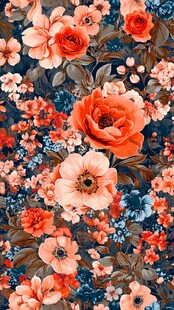 复古花卉图案精美印花