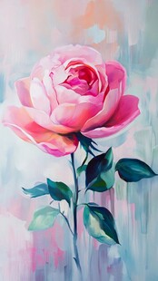 梦幻粉色玫瑰花艺术画作