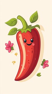 可爱红辣椒卡通插画