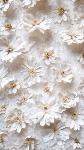 白色花朵墙面装饰图