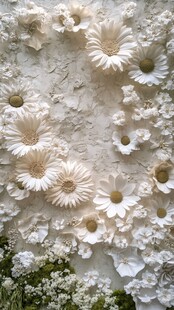 白色花卉墙面装饰艺术