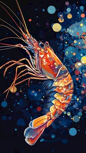 梦幻色彩大虾插画作品