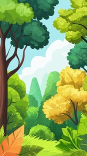 夏日繁茂森林风景图