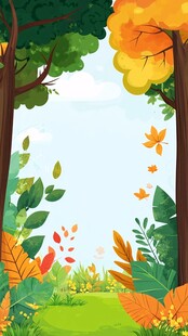 秋日森林自然风光插画