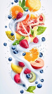 缤纷水果与酸奶的活力碰撞