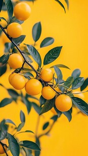 金黄果实缀于翠绿枝头