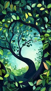 梦幻森林中的独特树木景观