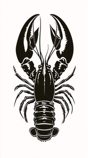 简约黑白风小龙虾图案