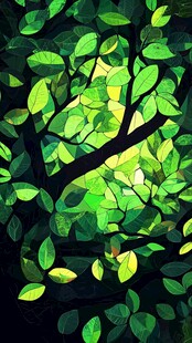 绿叶繁茂的抽象艺术之树