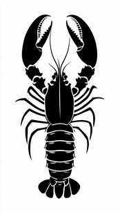 黑色龙虾剪影图案设计