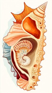 多彩海螺剖面图展示