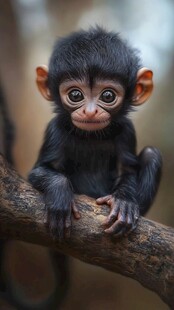 可爱小黑猴坐枝头
