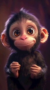 可爱小猴子萌态十足