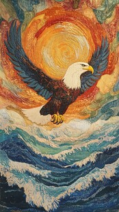 展翅雄鹰翱翔于波涛之上