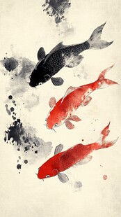 水墨锦鲤图