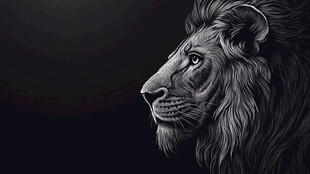 黑底雄狮侧影