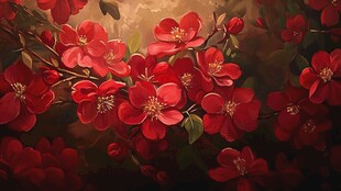 艳丽红花朵朵绽放