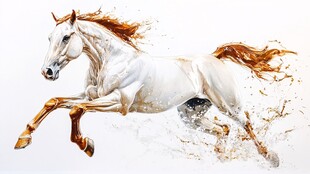 奔腾白马 活力与自由的象征