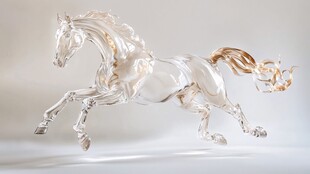 透明水晶骏马雕塑艺术之美