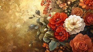 复古风多彩花卉油画
