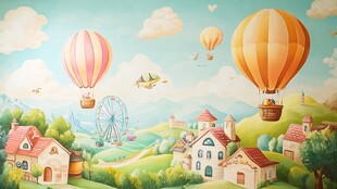 梦幻小镇的热气球之旅