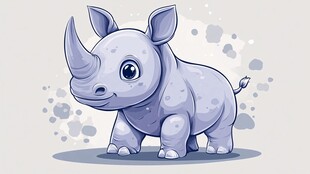 可爱小犀牛卡通形象插画