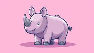 可爱粉色犀牛卡通形象