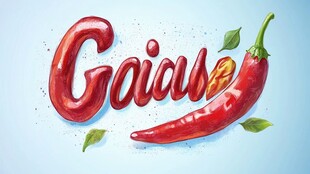 手绘红辣椒与 Gas 字样