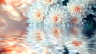 水中白菊 梦幻花卉倒影