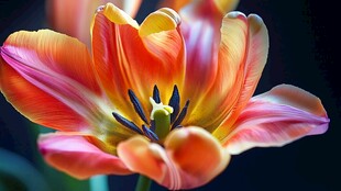 艳丽多彩郁金香特写