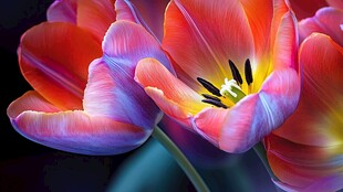 梦幻多彩郁金香绽放