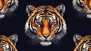 老虎头像无缝图案设计