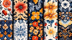 多彩花卉图案壁纸素材