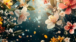 梦幻花卉绽放唯美场景