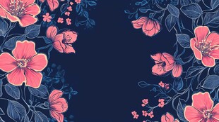 深蓝背景上的绚烂花卉图案