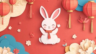 萌兔贺岁 喜庆中式场景