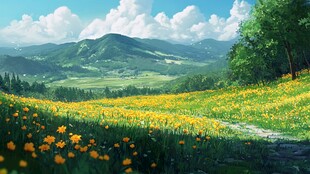 山间花海美景如画