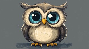 可爱大眼猫头鹰插画