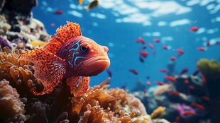 海底斑斓鱼群与珊瑚景观
